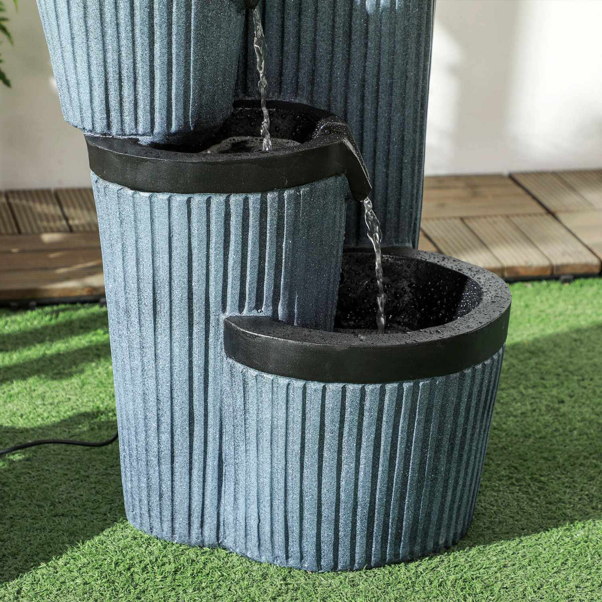 Garden Fountain Solar Fountain Led Lighting 4 Levels Decorative Fountain Flower Box Balcony Synthetic Resin 33 X 30 X 57.5 Cm