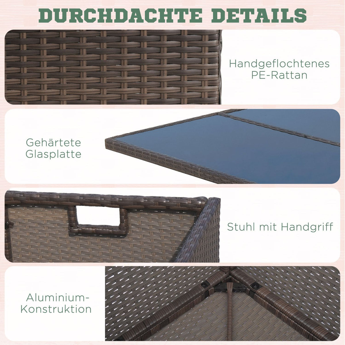 Garden Furniture Dining Group Polyrattan Seating Group 21 Pieces With Aluminum Brown Cushions