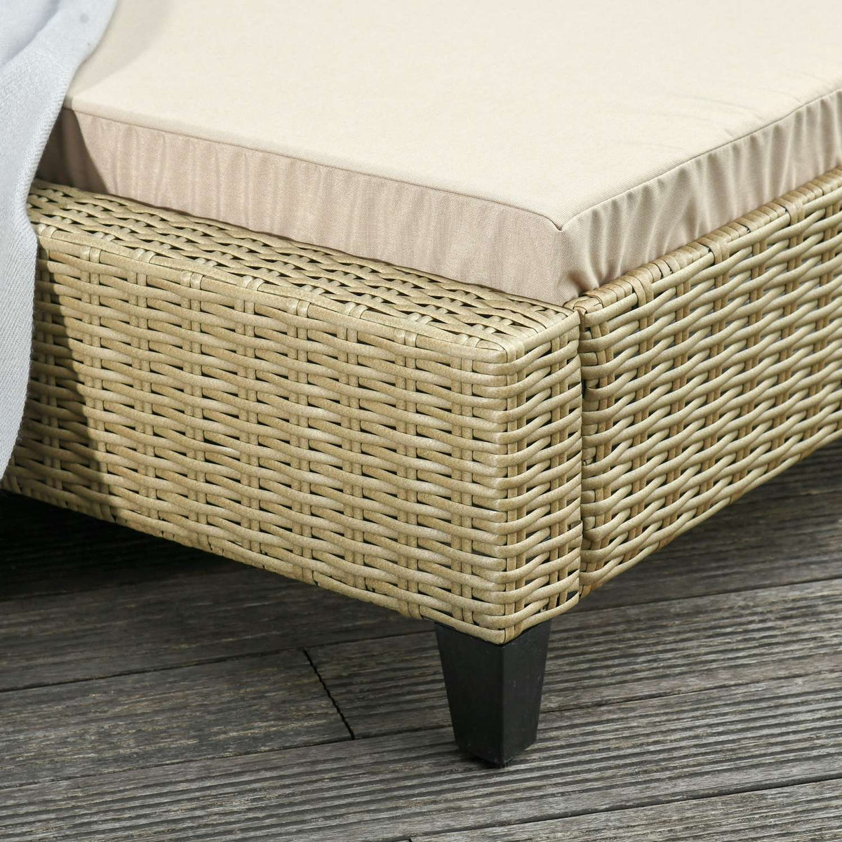 Garden Furniture Polyrattan Garden Lounger With Cushions Sun Lounger 5-Level Adjustable Steel Khaki 72 X 198 X 30 Cm