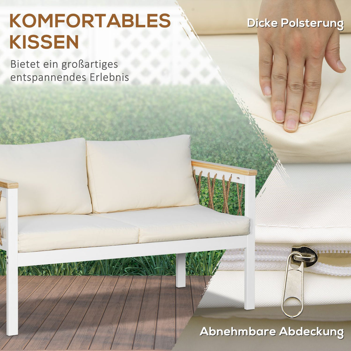 Garden Furniture Set For 4 People, Garden Furniture, Seating Area With Cushions, White