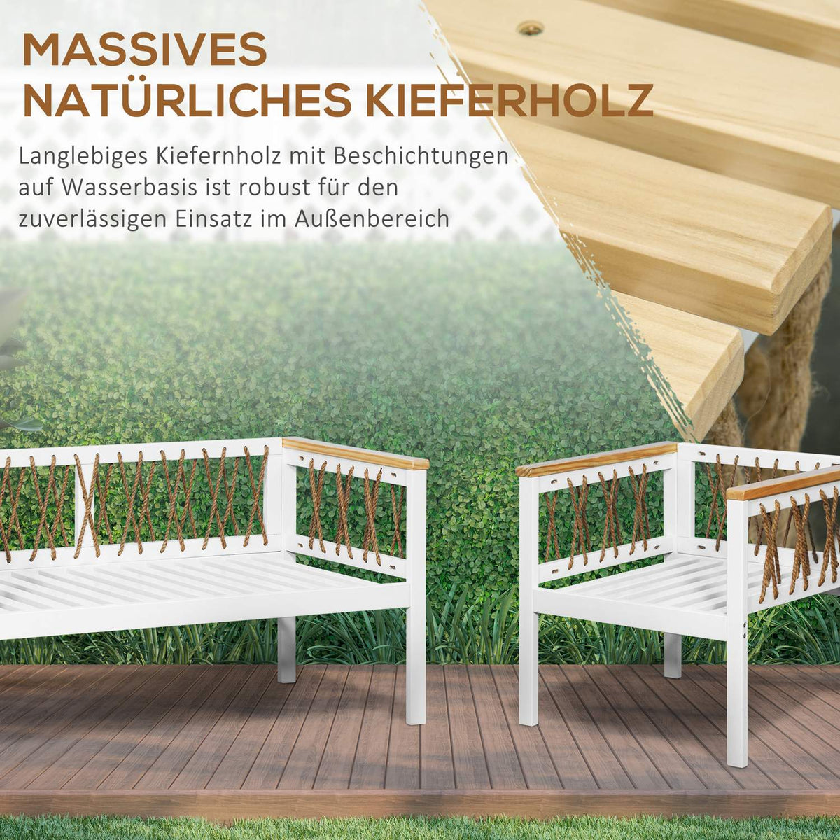 Garden Furniture Set For 4 People, Garden Furniture, Seating Area With Cushions, White