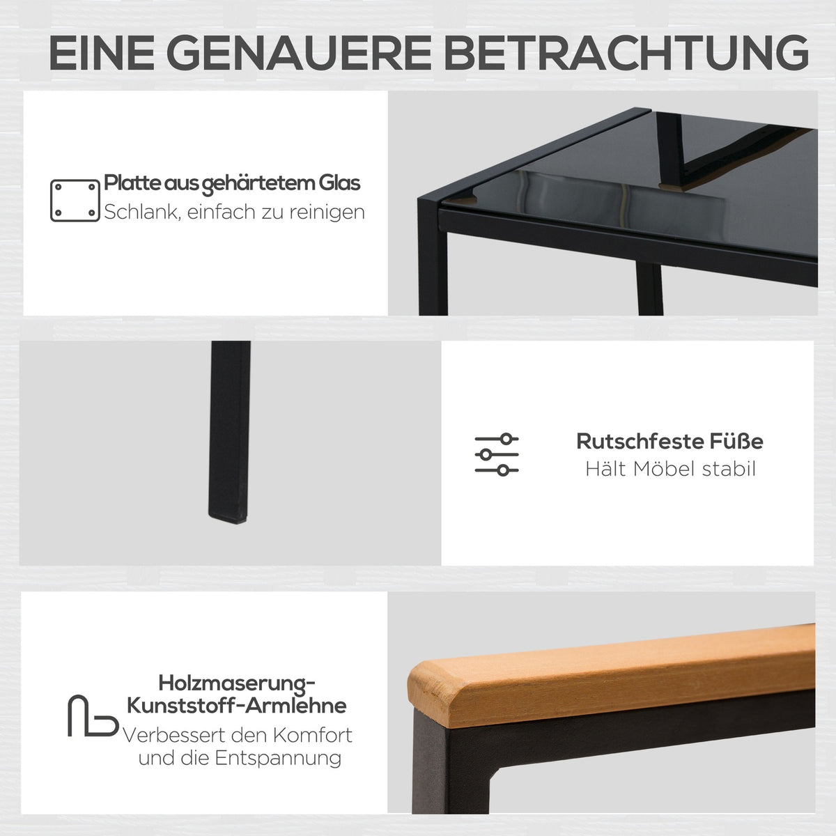 Garden Furniture Set For 4 People Seating Set, 3 Sofas, Coffee Table, With Seat Cushions, Plastic Rattan, Black