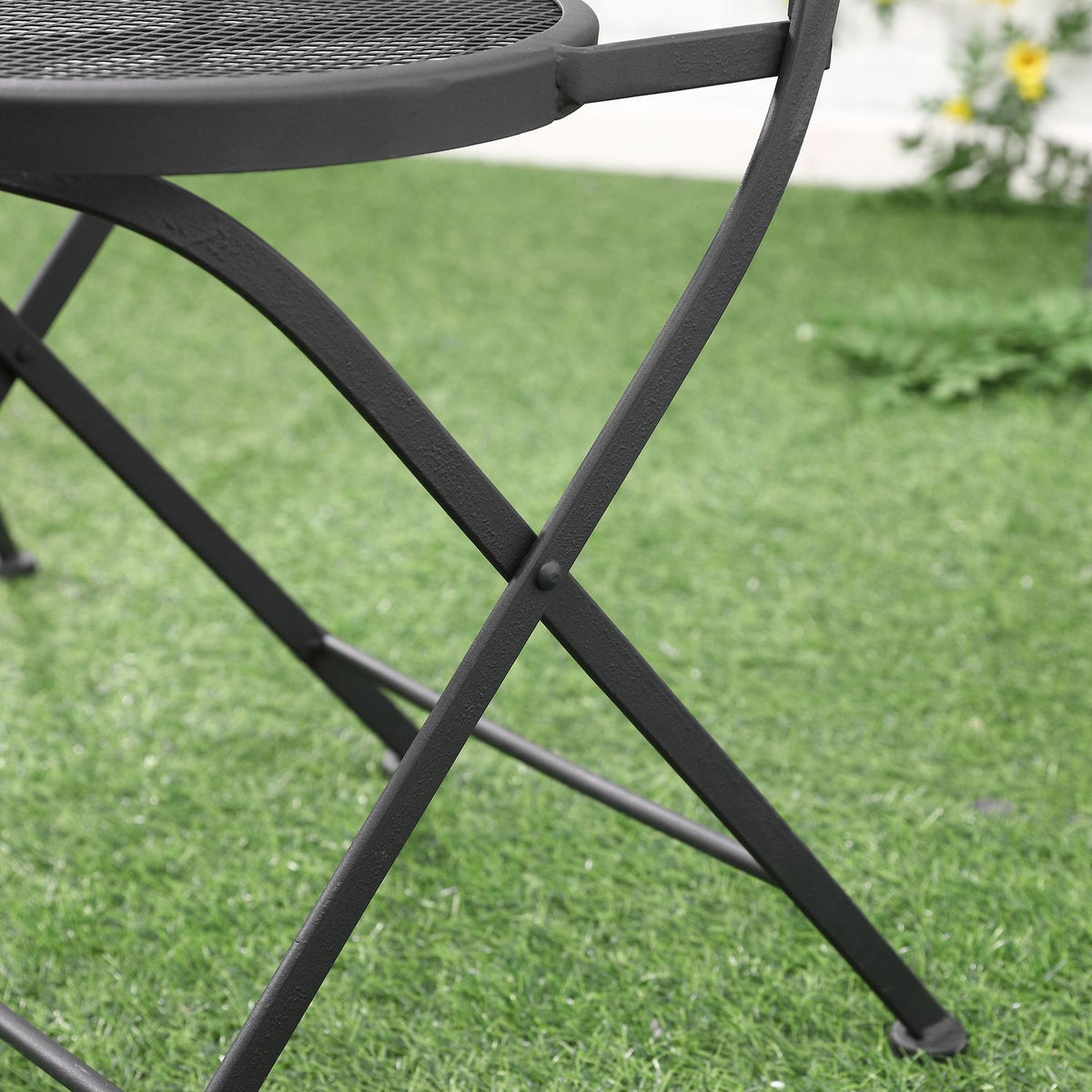 Garden Furniture Set Garden Lounge Balcony Furniture Set For 2 People Dining Group 1 Table + 2 Chairs Metal Black