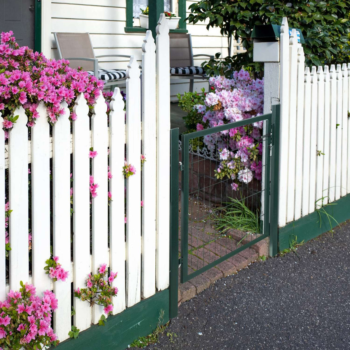Garden Gate Garden Door Fence Gate Yard Door Made Of Steel Handle Lock And Keys 97 X 150 Cm Green