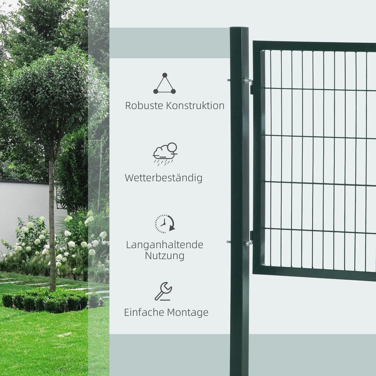 Garden Gate Garden Door Fence Gate Yard Door Made Of Steel Handle Lock And Keys 97 X 150 Cm Green