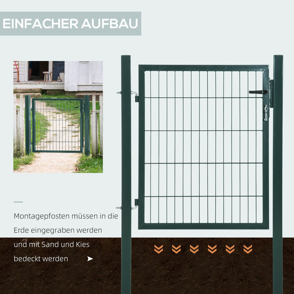 Garden Gate Garden Door Fence Gate Yard Door Made Of Steel Handle Lock And Keys 97 X 150 Cm Green