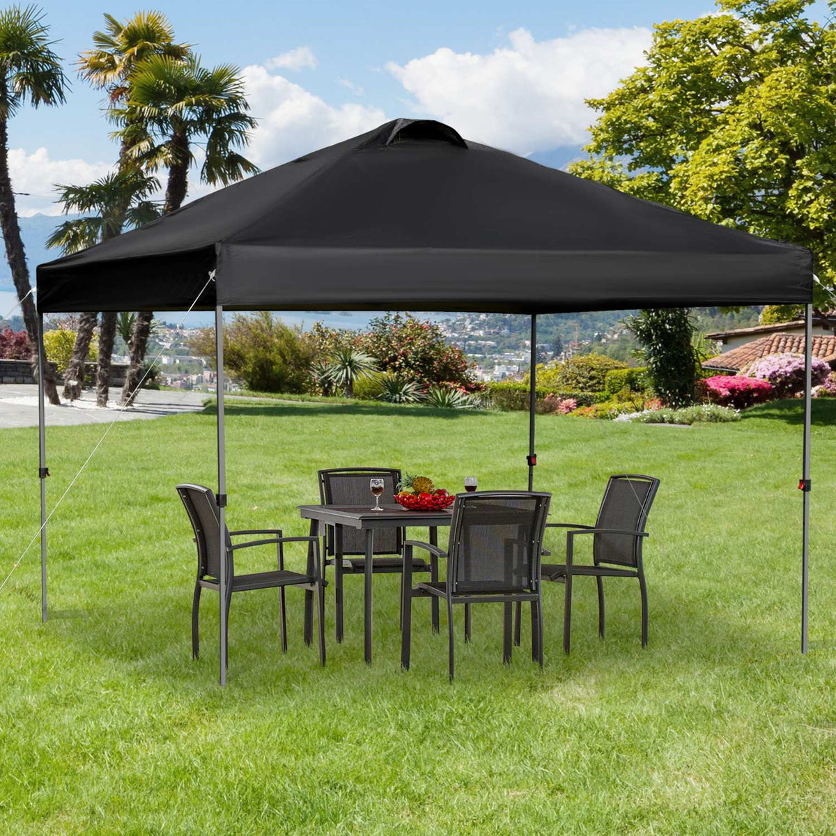 Garden Gazebo 2.95X2.95M Folding Gazebo Pop-Up With Pegs & Guy Ropes, Oxford Fabric, Uv Protection, Black