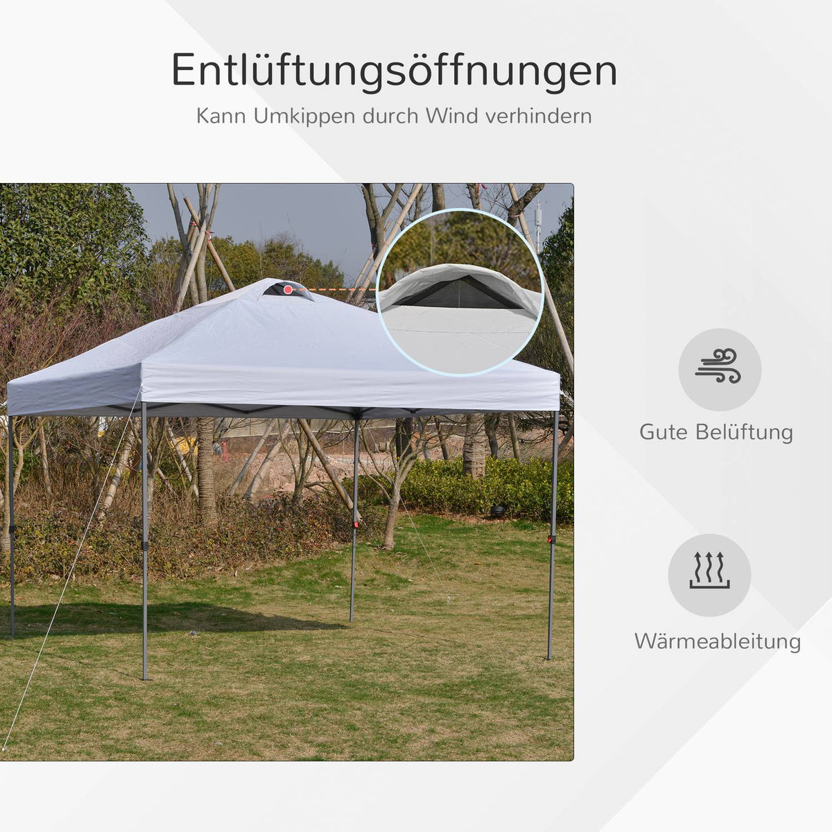 Garden Gazebo 2.95X2.95M Folding Gazebo Pop-Up With Pegs & Guy Ropes, Oxford Fabric, Uv Protection, White