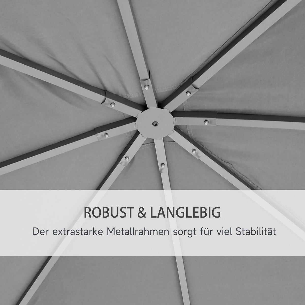 Garden Gazebo Canopy 3X3M With Sun Protection, Metal & Polyester, Grey