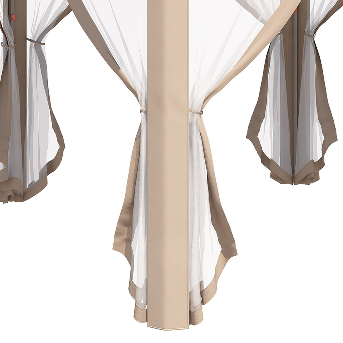 Garden Gazebo Folding Gazebo 4X4M Pop-Up Tent With Carry Bag, 6 Side Panels, Double Roof, Hexagonal, Beige+Khaki