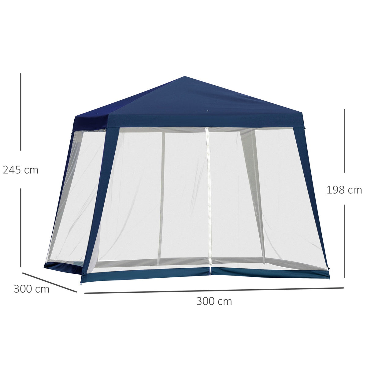 Garden Gazebo Marquee Party Tent Weatherproof Mosquito Net Metal Polyester Blue 3X3M