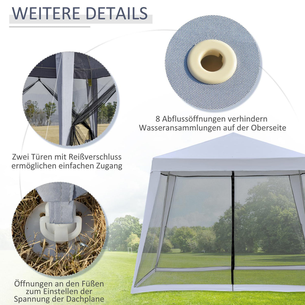 Garden Gazebo Pavilion Marquee Party Tent Weatherproof Tent With Mosquito Net Metal + Polyester Gray 3 X 3 M