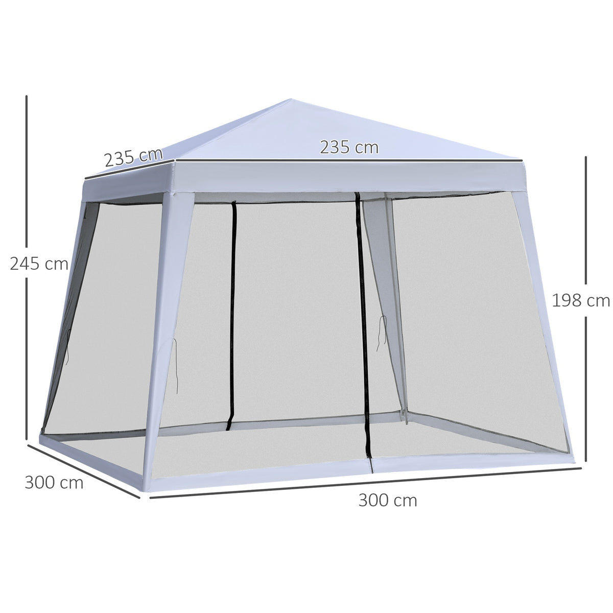 Garden Gazebo Pavilion Marquee Party Tent Weatherproof Tent With Mosquito Net Metal + Polyester Gray 3 X 3 M