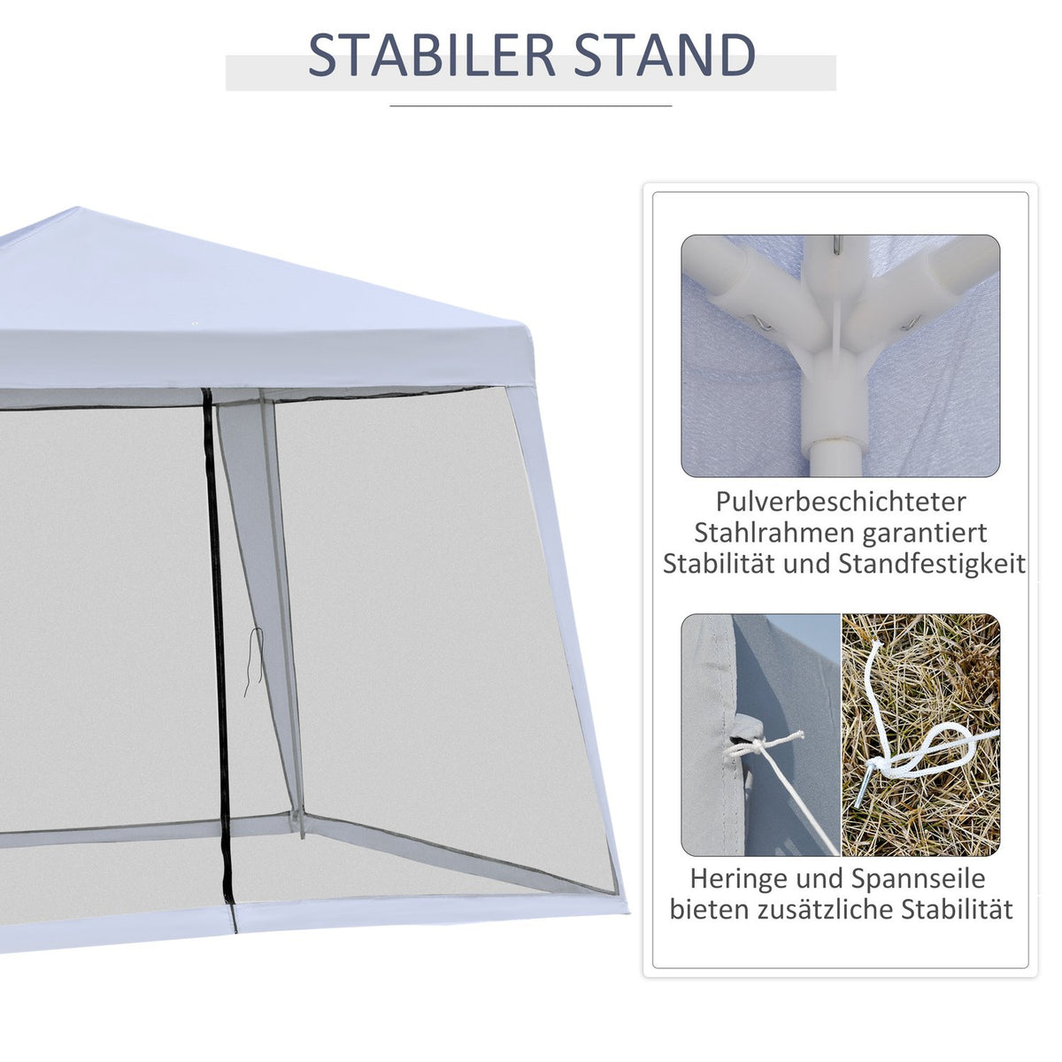 Garden Gazebo Pavilion Marquee Party Tent Weatherproof Tent With Mosquito Net Metal + Polyester Gray 3 X 3 M
