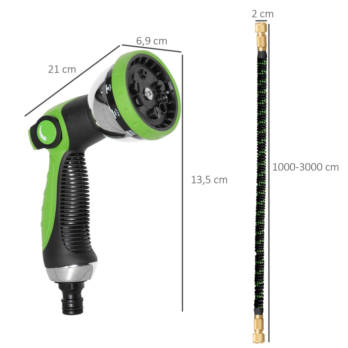 Garden Hose Flexible 30M 10 Functions Spray Nozzle 1/2 & 3/4 Inch Connection Stretchable