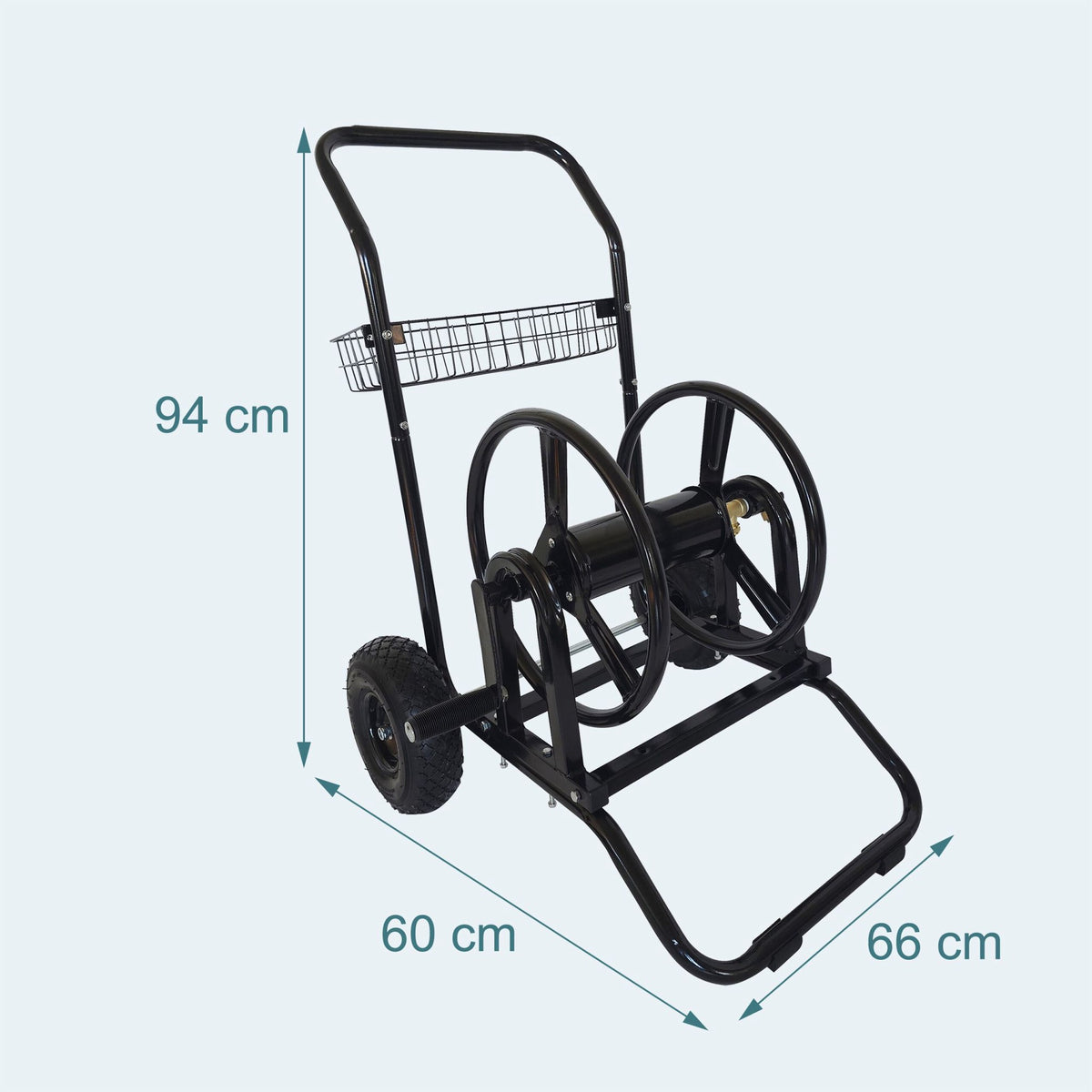 Garden Hose Trolley with 60m Reel and Wheels