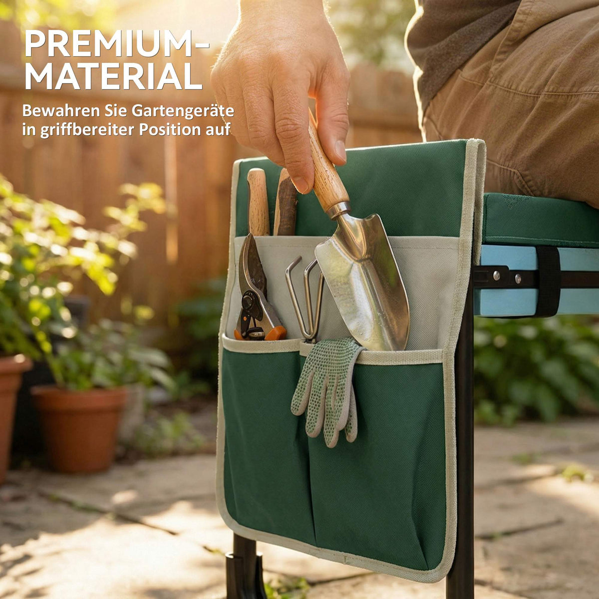 Garden Kneeler and Seat, 150kg Capacity, Foldable Steel Frame