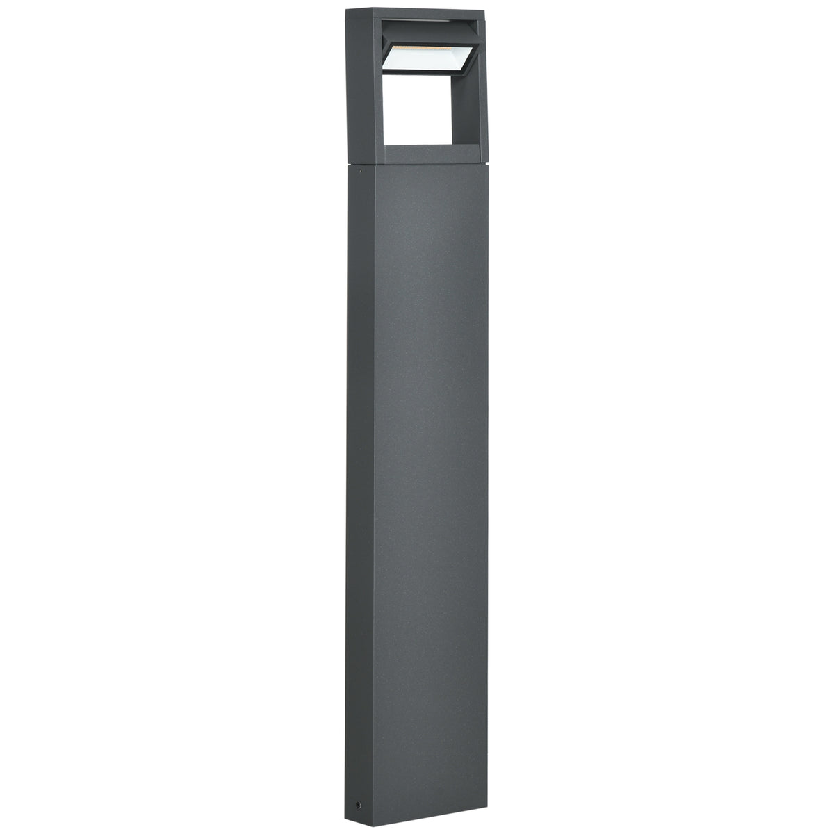 Garden Light Bollard Light With Warm White Led, Adjustable Tilt Angle, Ip65, Aluminum, Outdoor, Dark Gray