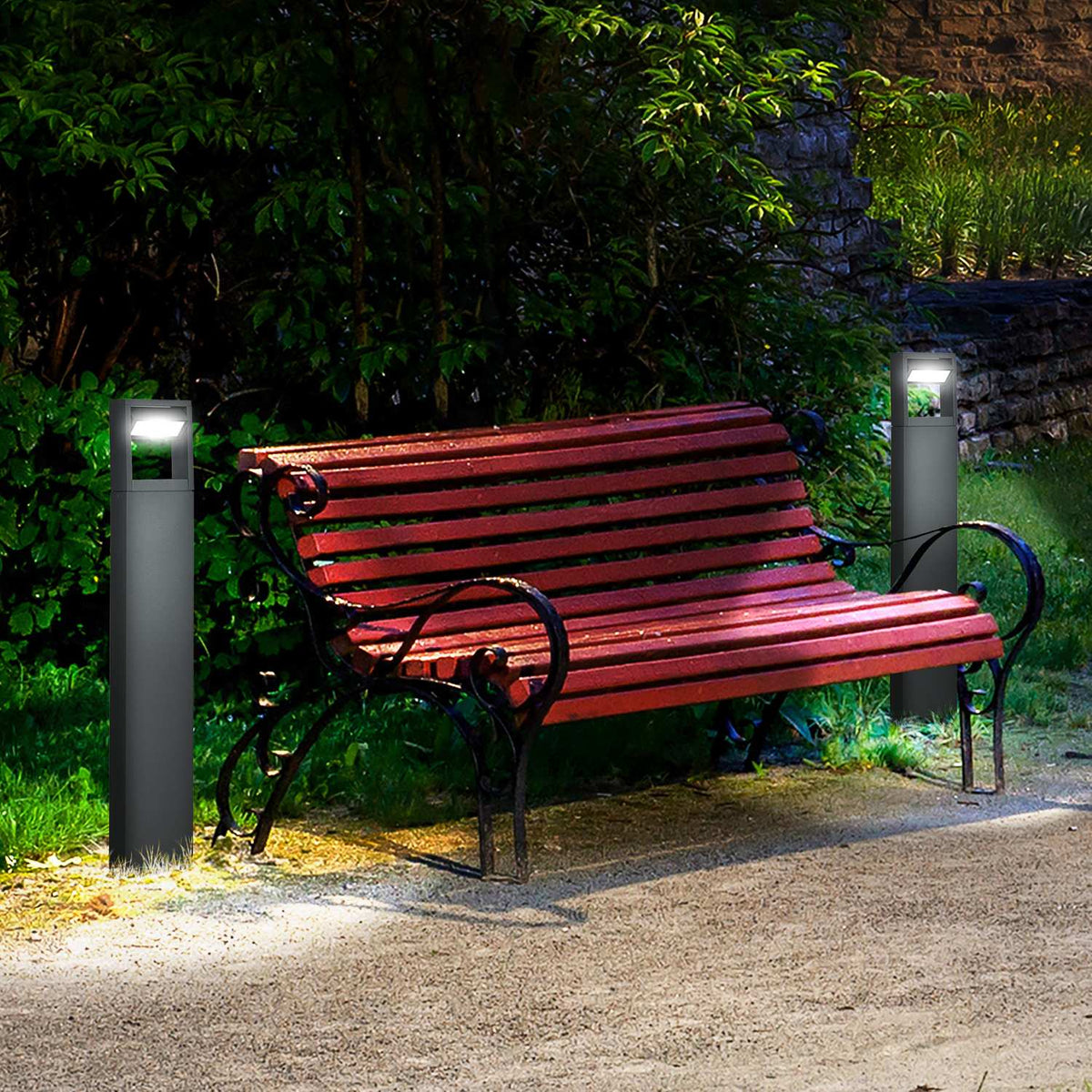 Garden Light Bollard Light With Warm White Led, Adjustable Tilt Angle, Ip65, Aluminum, Outdoor, Dark Gray