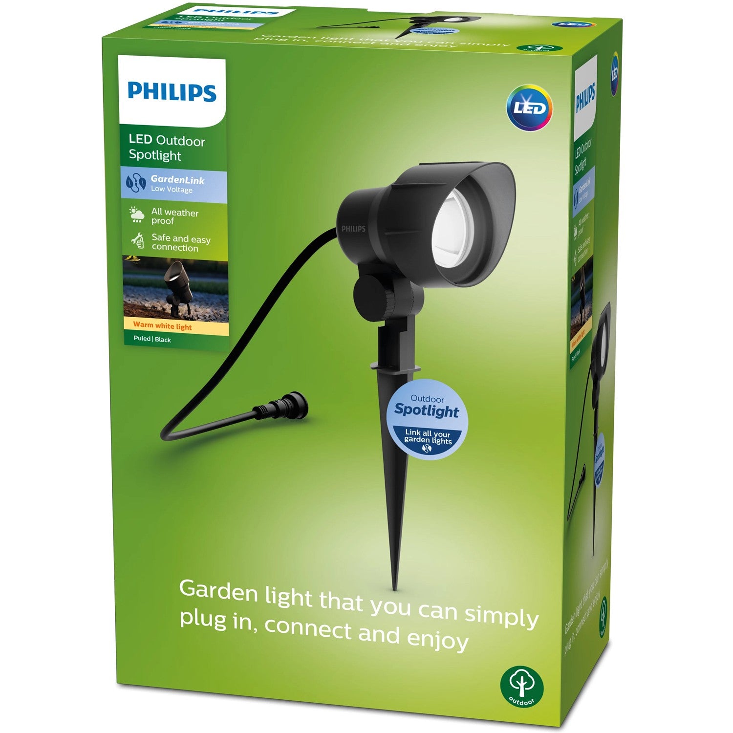 GardenLink Spotlight warm white 600 lm Black