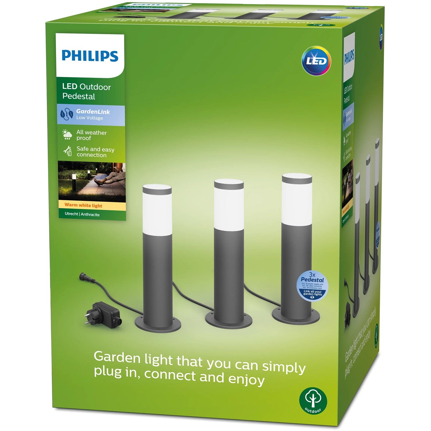 GardenLink Starter kit Pedestal Warm white 600 lm 3-pack Anthracite