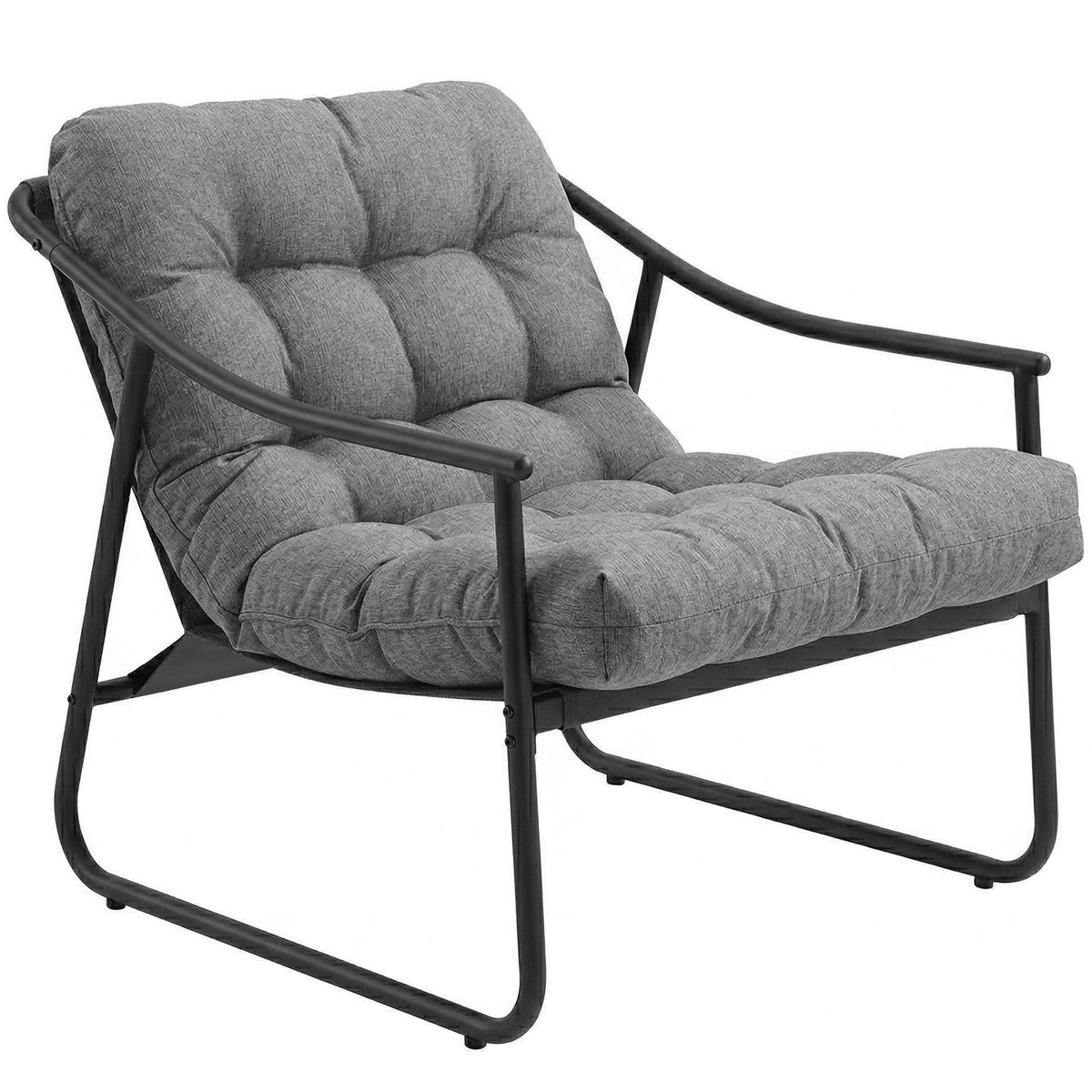 Garden Lounge Chair with Removable Cushion, Dark Grey