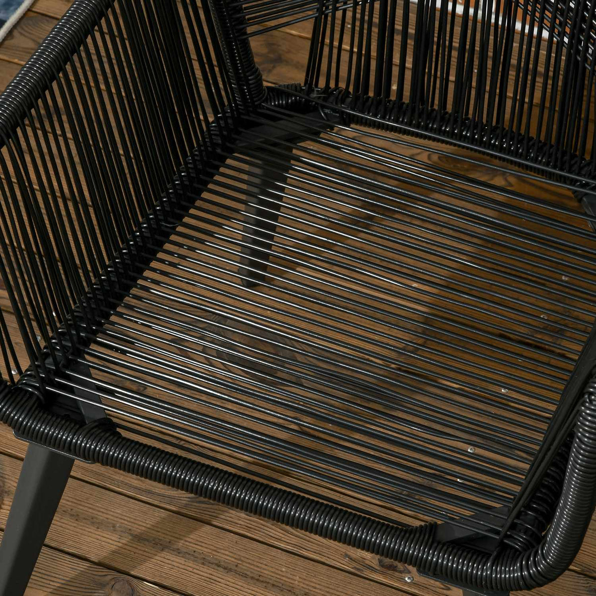 Garden Lounge Set For 2 2 Armchairs 1 Table Weather Resistant 63Cm X 73Cm X 78Cm Black + Dark Gray