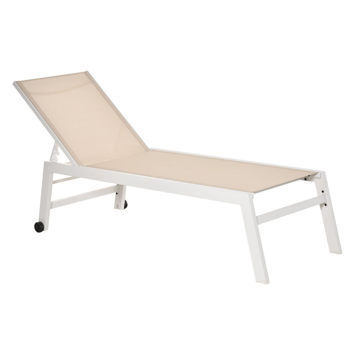 Garden Lounger 5-Step Backrest Aluminum Cream White 169X65X102Cm