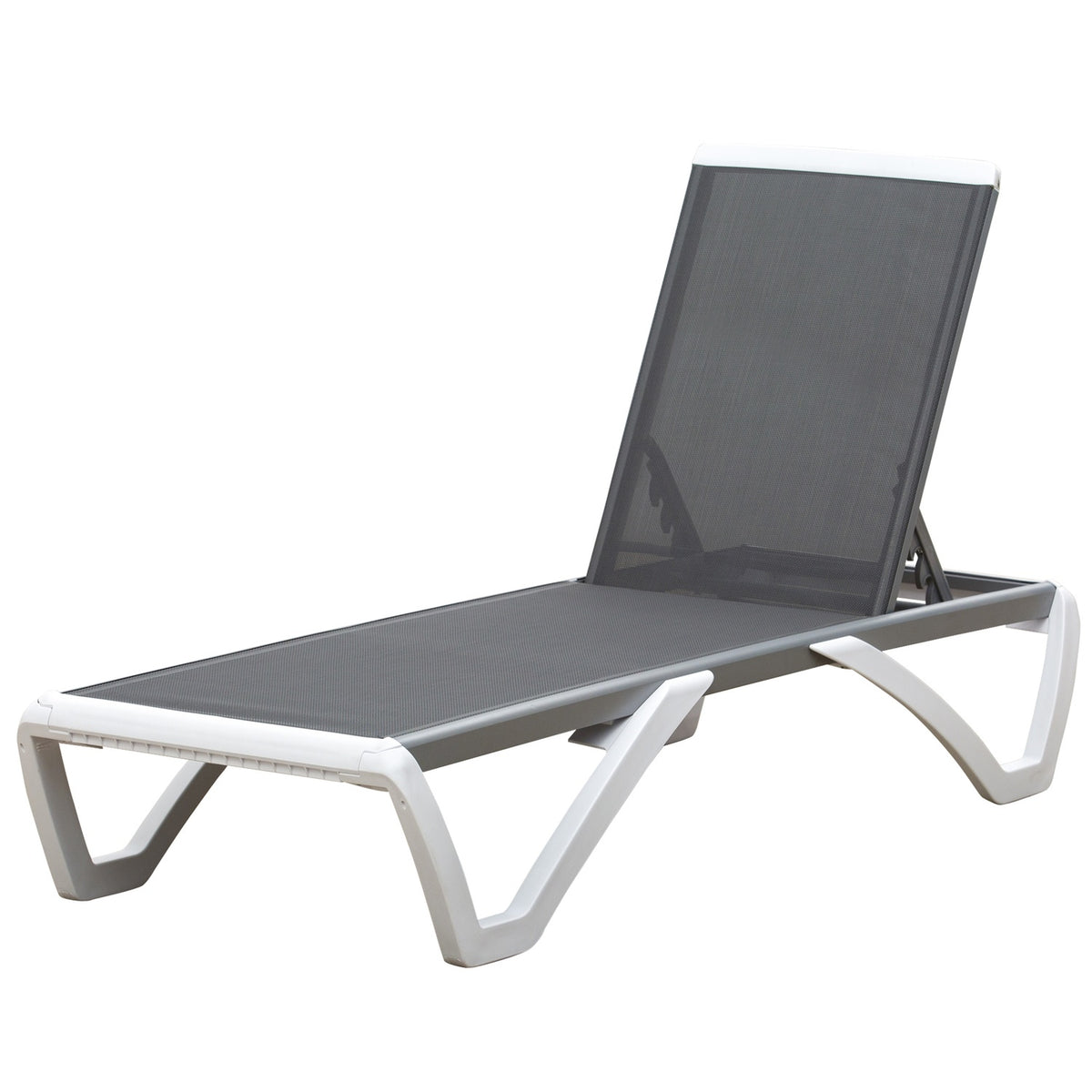 Garden Lounger Aluminum Sun Lounger Fabric Lounger Relax Lounger 5-Way Adjustable Ergonomic Textline Gray + White 170 X 67.5 X 95 Cm
