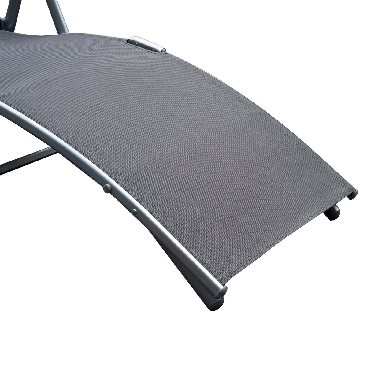 Garden Lounger Deck Chair Sun Lounger Foldable Adjustable With Cushion Garden Gray Metal + Fabric Gray 137 X 63.5 X 100.5 Cm