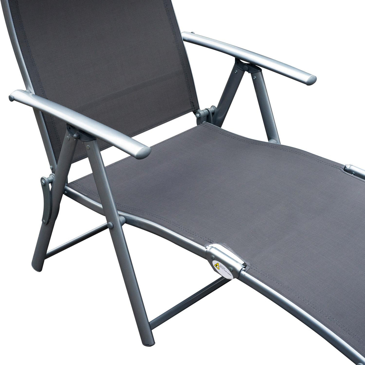Garden Lounger Deck Chair Sun Lounger Foldable Adjustable With Cushion Garden Gray Metal + Fabric Gray 137 X 63.5 X 100.5 Cm