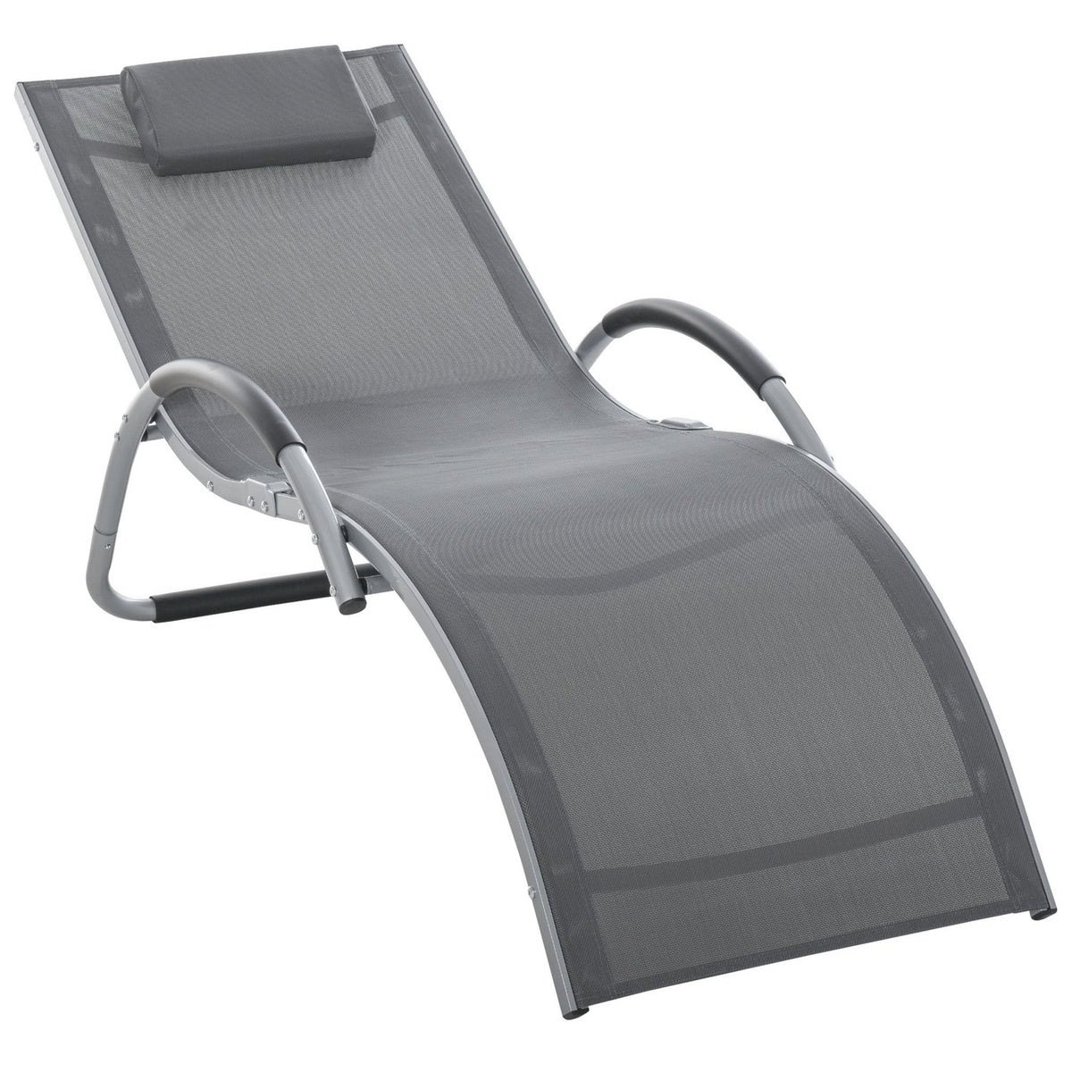 Garden Loungers With Cushions Sun Lounger Relax Lounger Ergonomic Aluminum Textline Gray 160 X 60 X 65 Cm