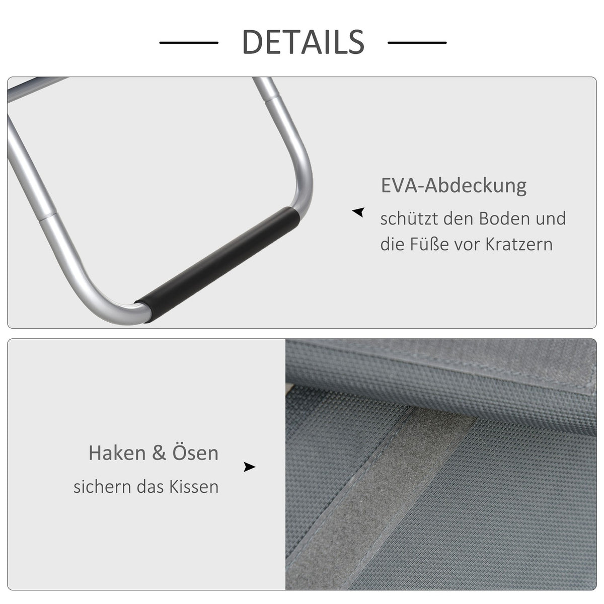 Garden Loungers With Cushions Sun Lounger Relax Lounger Ergonomic Aluminum Textline Gray 160 X 60 X 65 Cm