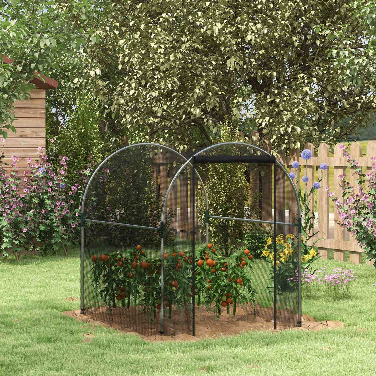 Garden Net Plant Protection Tent Door Insect Protection Steel Black 1.2X1.5X1.5M