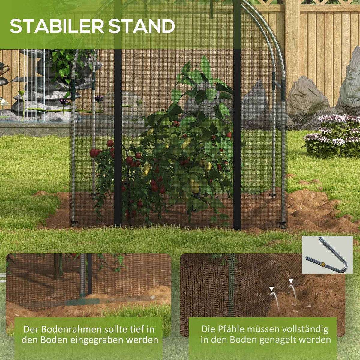 Garden Net Plant Protection Tent Door Insect Protection Steel Black 1.2X1.5X1.5M