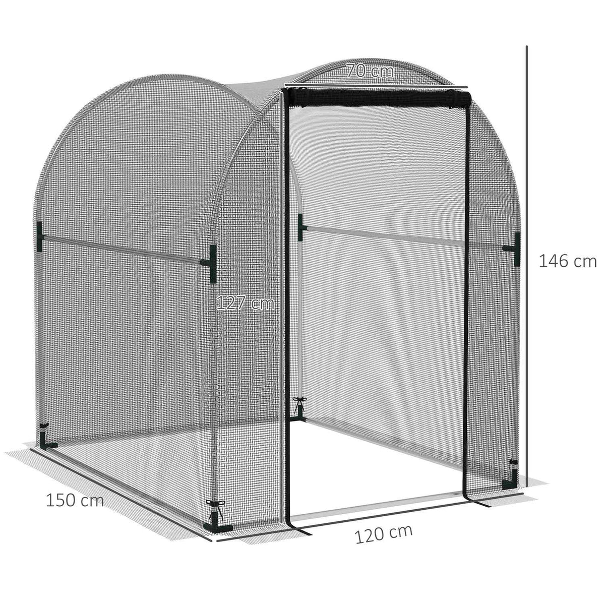 Garden Net Plant Protection Tent Door Insect Protection Steel Black 1.2X1.5X1.5M