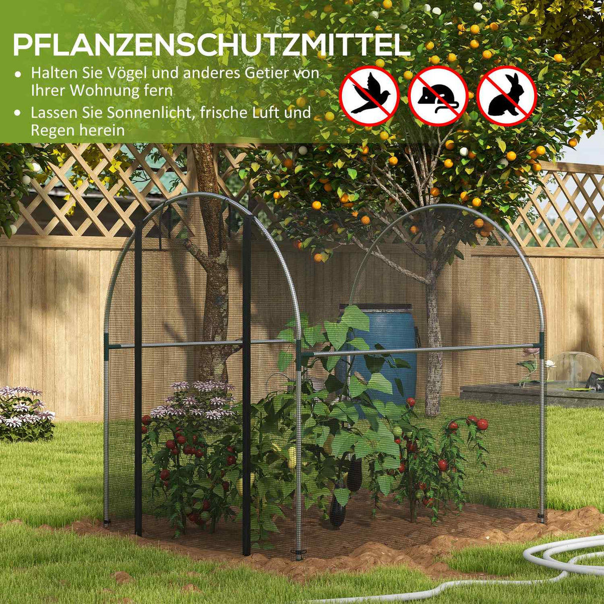 Garden Net Plant Protection Tent Door Insect Protection Steel Black 1.2X1.5X1.5M