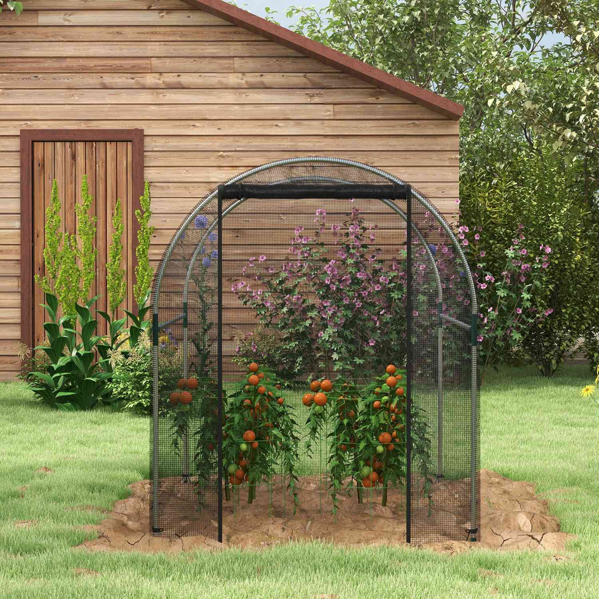 Garden Net Plant Protection Tent Door Insect Protection Steel Black 1.2X1.5X1.5M