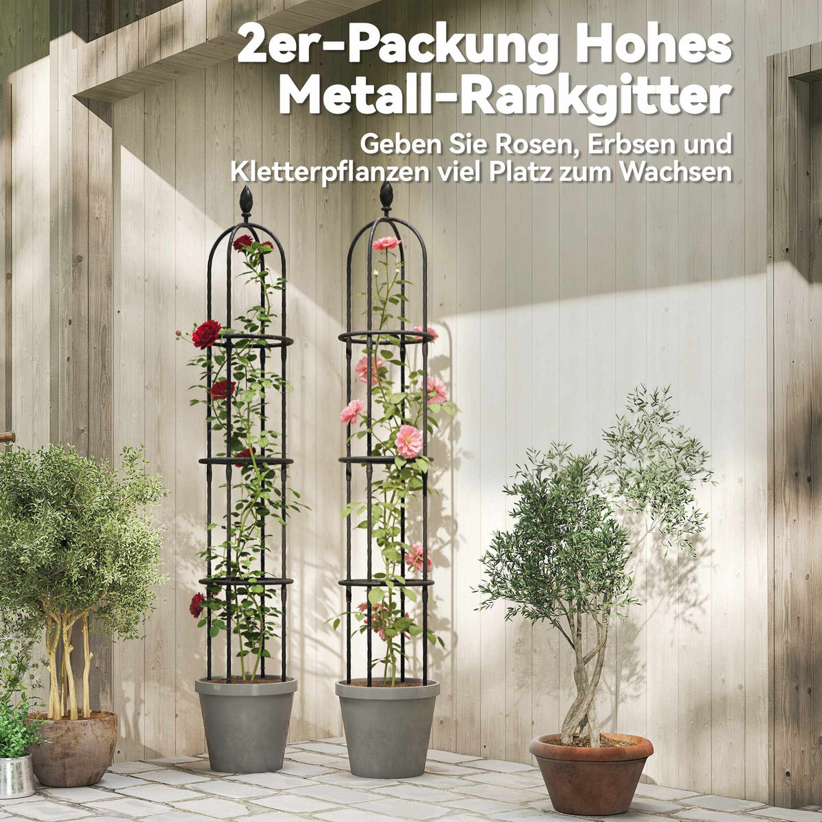Garden Obelisk Trellis Set, 174 cm Steel, 2-Pack