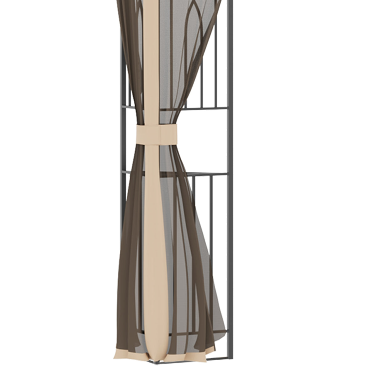 Garden Pavilion 3.65X3M Marquee With Double Roof & Mosquito Net, Metal, Brown+Beige