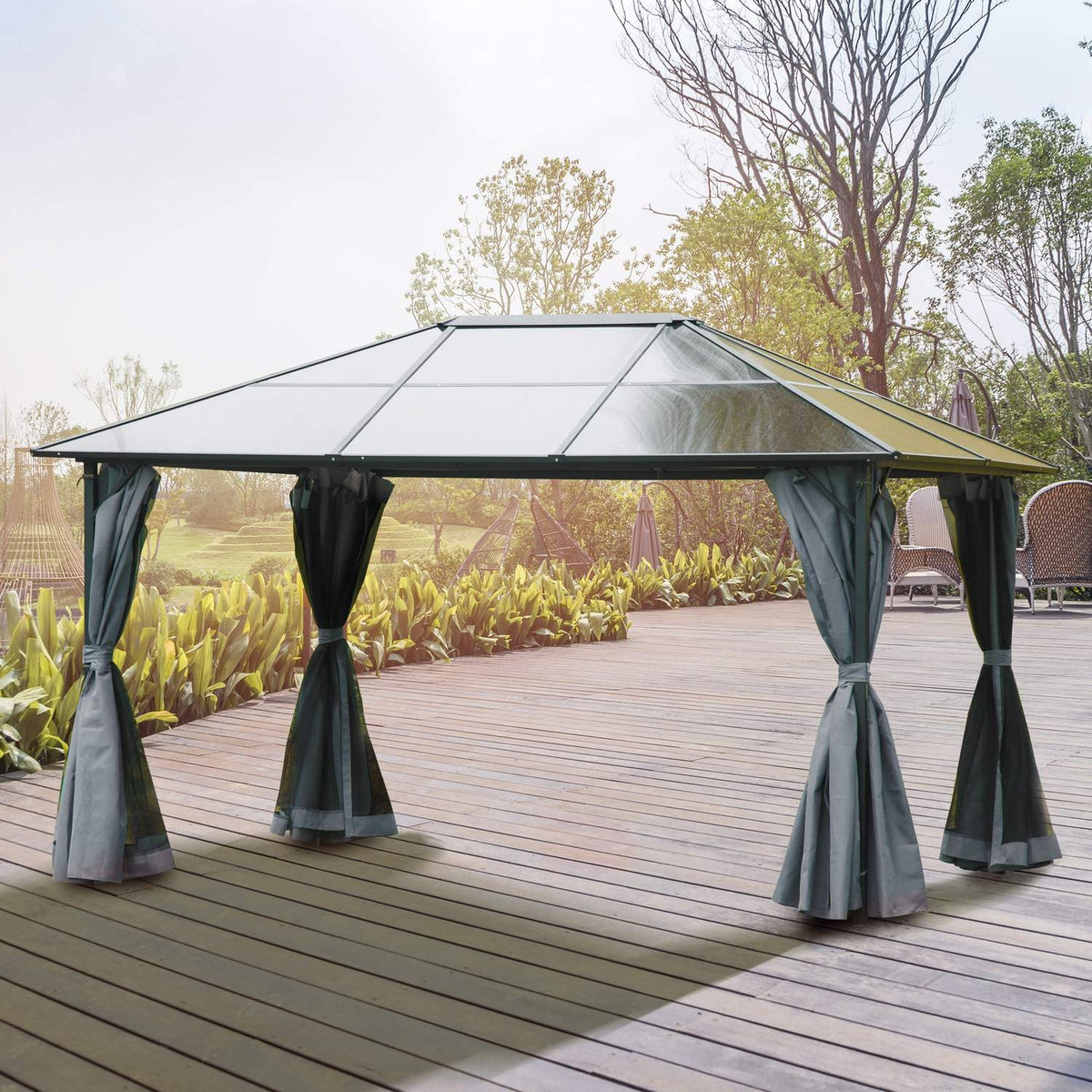 Garden Pavilion 3X3M Party Tent Side Panels Pc Roof Aluminum Dark Gray