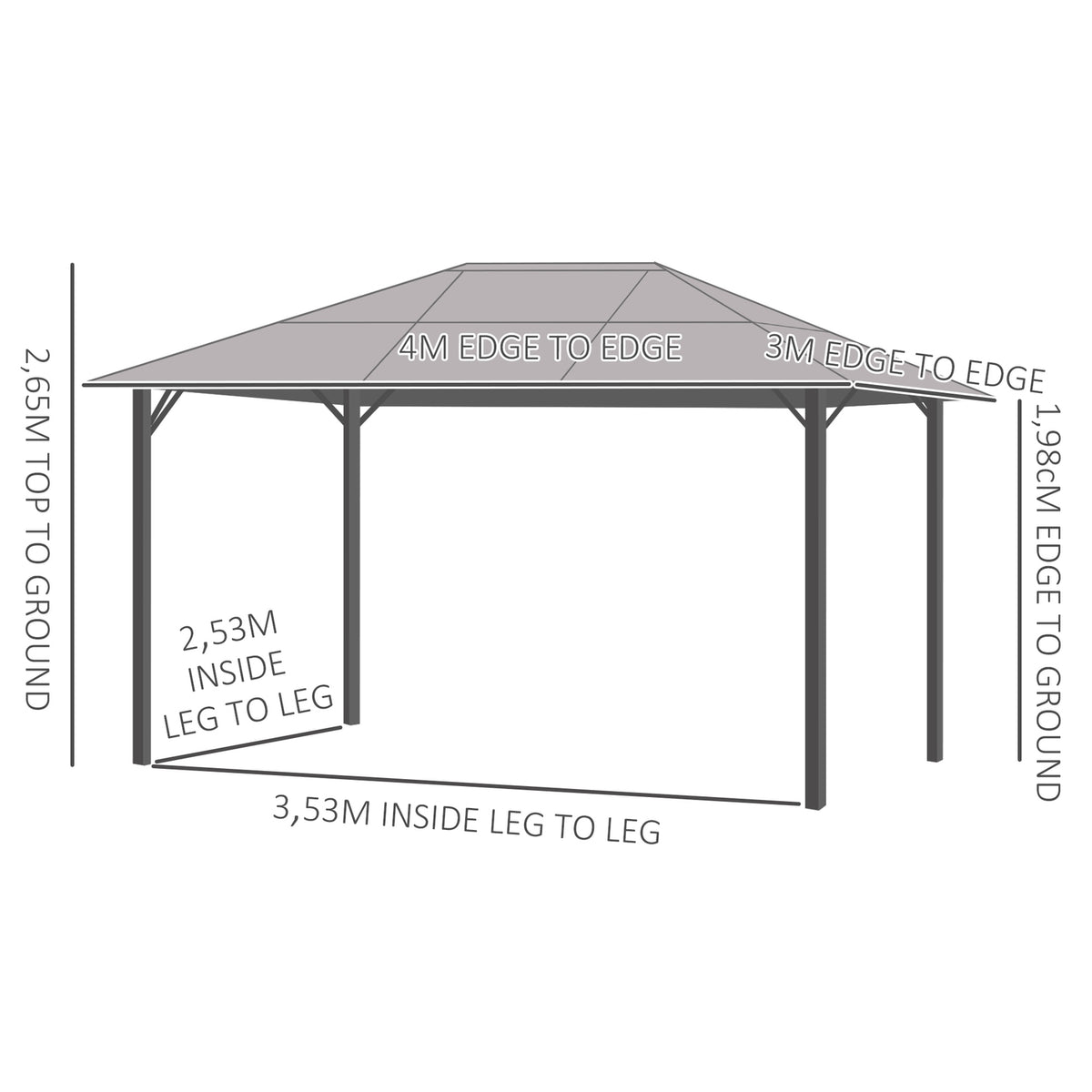 Garden Pavilion 3X3M Party Tent Side Panels Pc Roof Aluminum Dark Gray