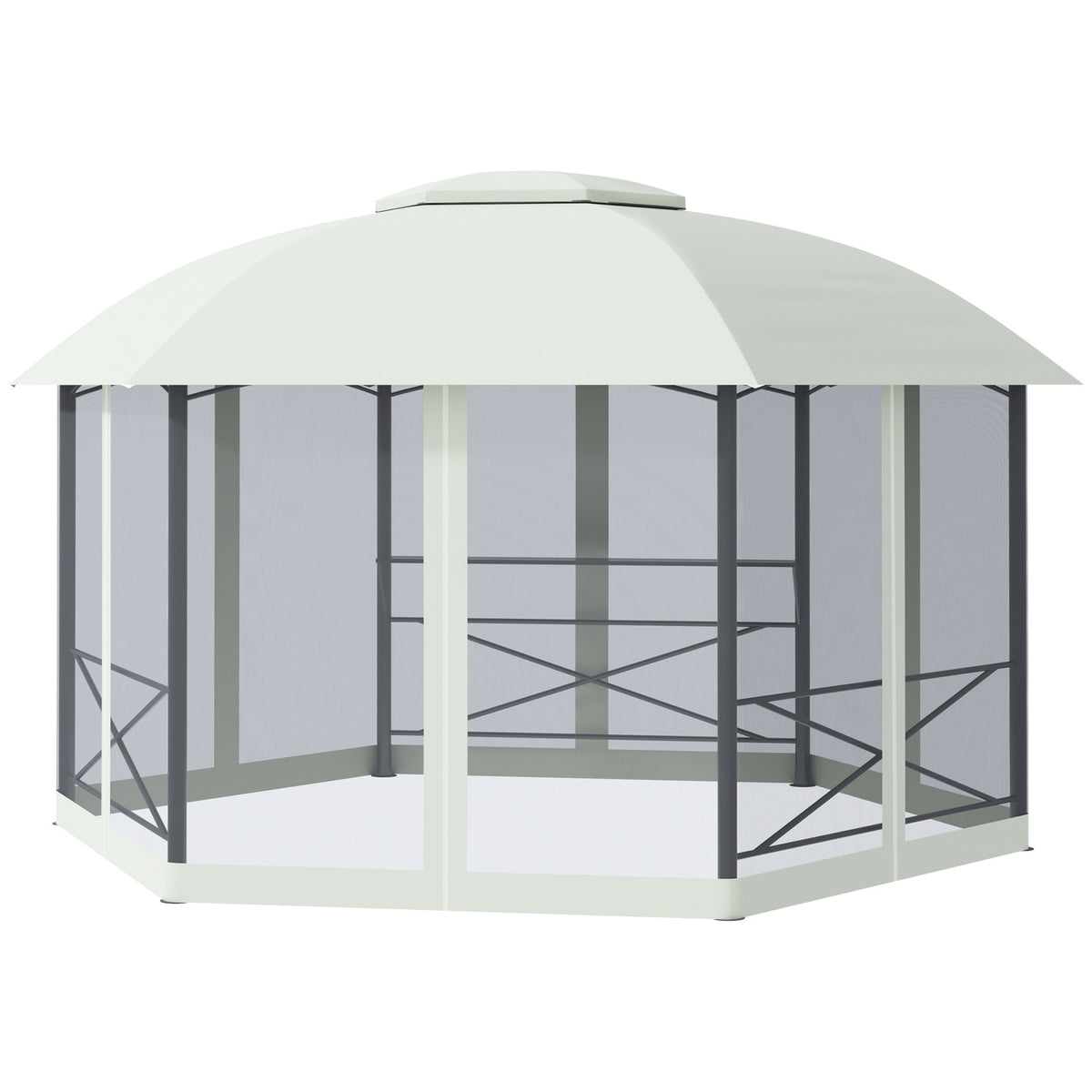 Garden Pavilion 4X5M Weatherproof Party Tent With Side Walls & Two-Tier Roof, Steel, Polyester