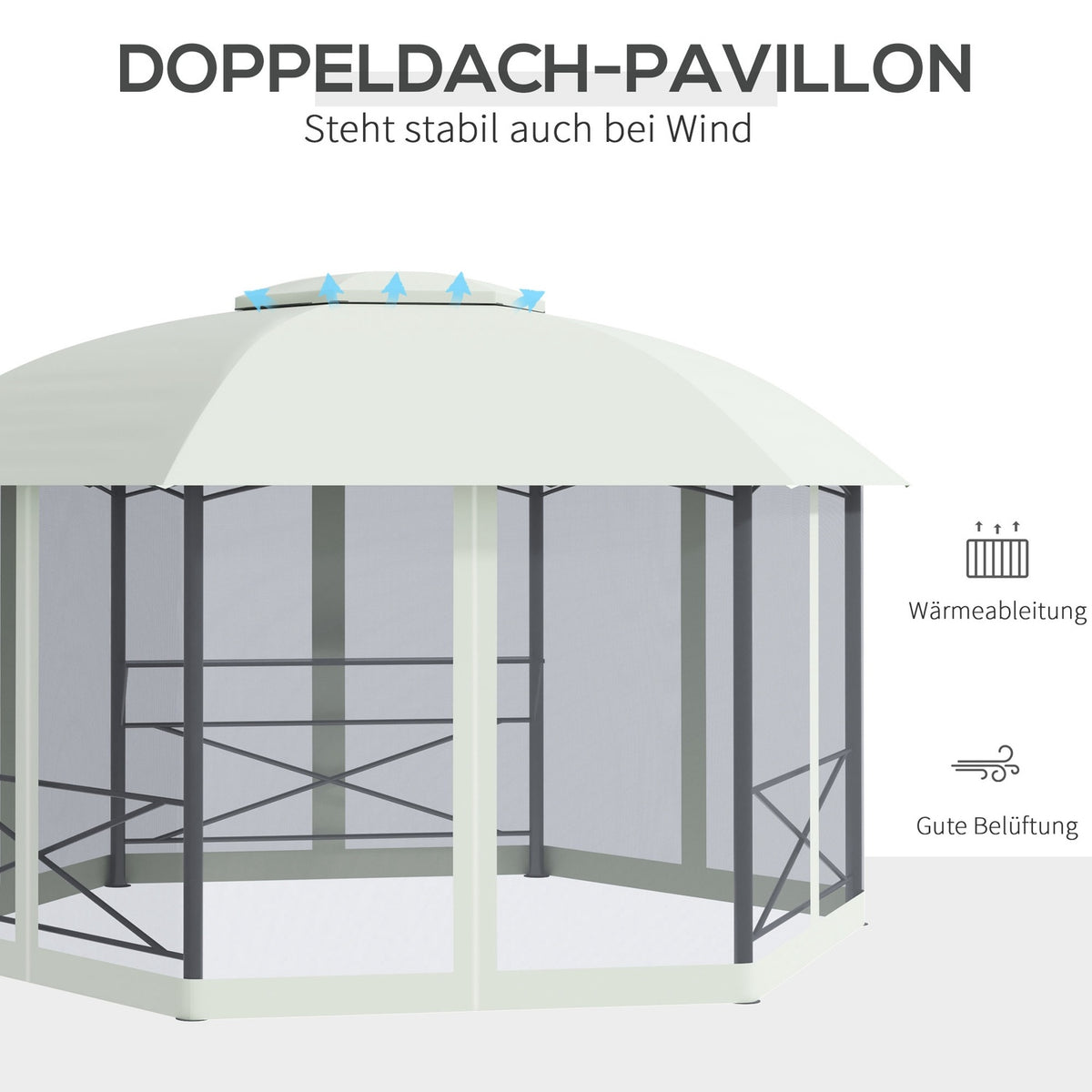 Garden Pavilion 4X5M Weatherproof Party Tent With Side Walls & Two-Tier Roof, Steel, Polyester