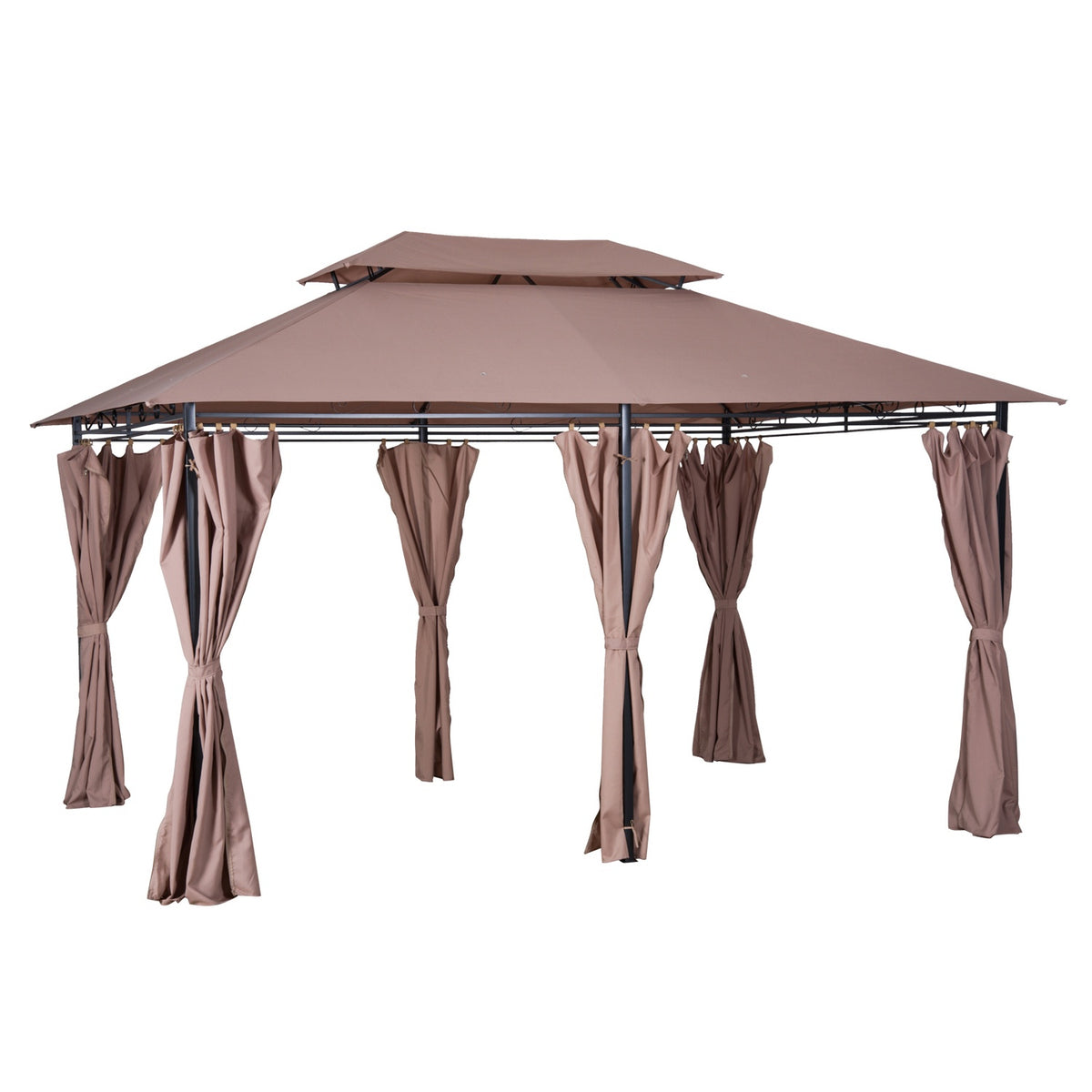 Garden Pavilion Party Tent Garden Tent Marquee Double Roof 3X4M Khaki
