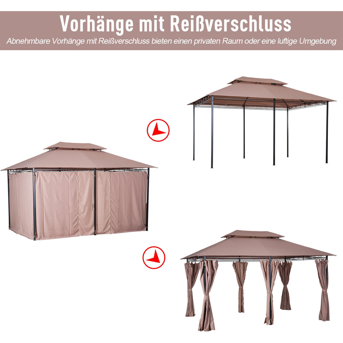 Garden Pavilion Party Tent Garden Tent Marquee Double Roof 3X4M Khaki