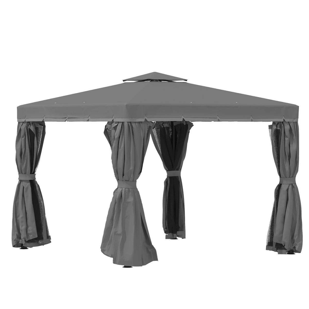 Garden Pavilion Pavilion 2.96 X 2.96 M Garden Tent With Double Roof Marquee Party Tent With 4 X Side Panels Mosquito Net Aluminum Polyester