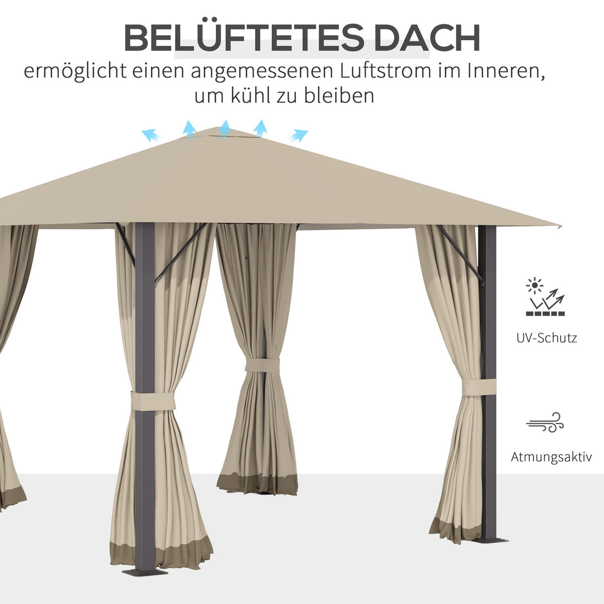 Garden Pavilion Pavilion 3 X 3 M Garden Tent Roof With Ventilation Holes Marquee Party Tent With 4 X Side Panels Weatherproof Aluminum Polyester