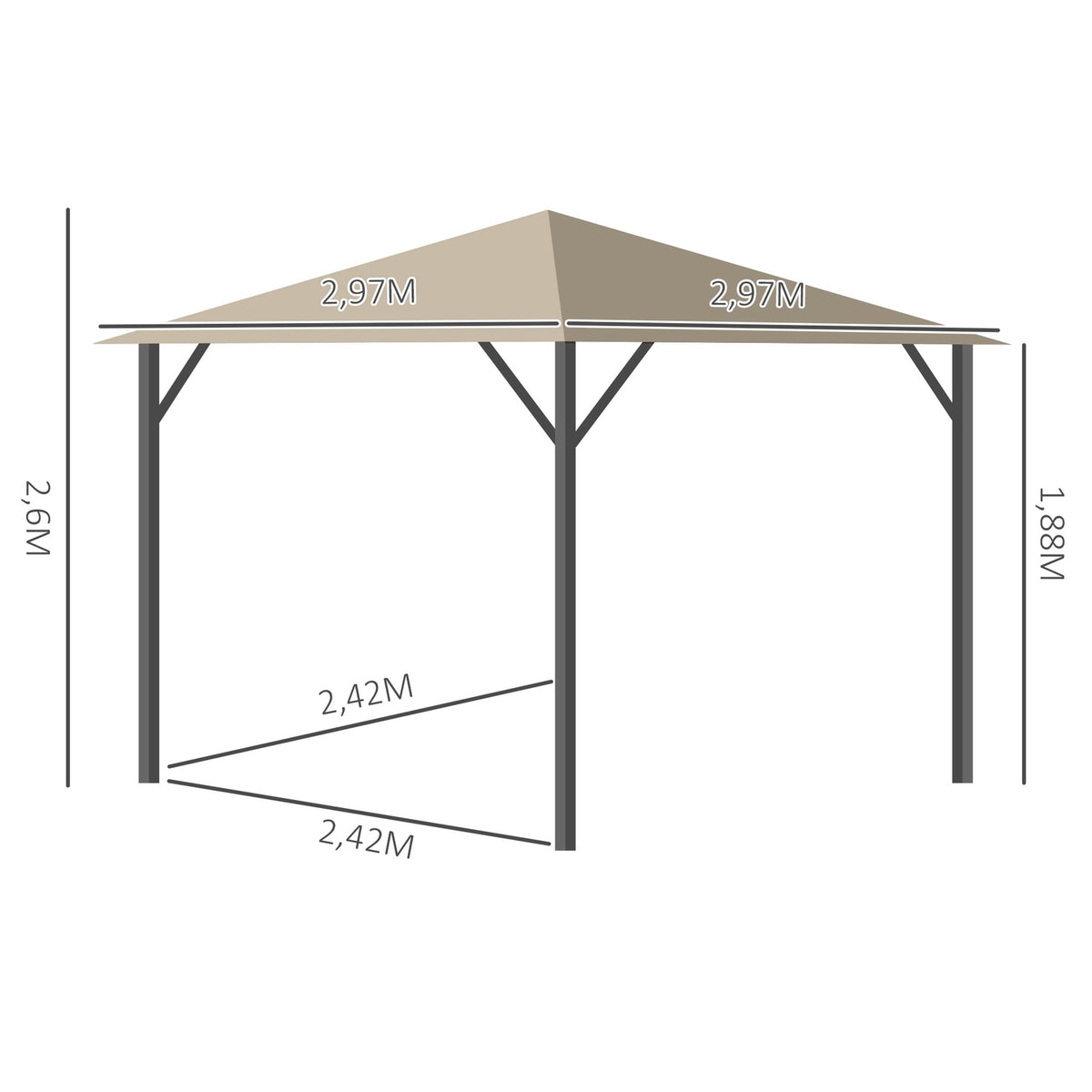 Garden Pavilion Pavilion 3 X 3 M Garden Tent Roof With Ventilation Holes Marquee Party Tent With 4 X Side Panels Weatherproof Aluminum Polyester