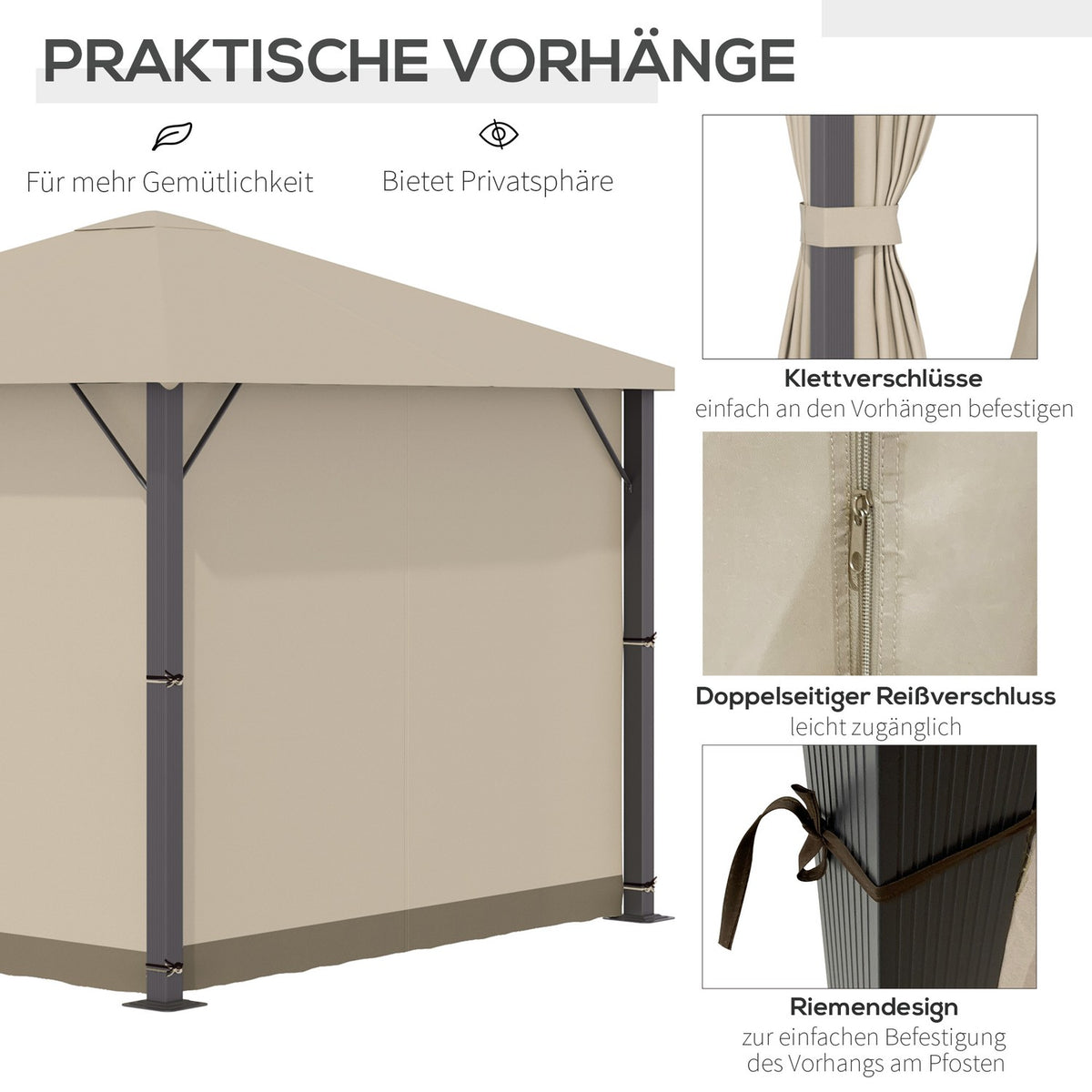 Garden Pavilion Pavilion 3 X 3 M Garden Tent Roof With Ventilation Holes Marquee Party Tent With 4 X Side Panels Weatherproof Aluminum Polyester